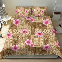 Beige Hawaii Hibiscus With Tropical Flowers Motifs Bedding Set - Polynesian Pride