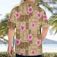 Beige Hawaii Hibiscus With Tropical Flowers Motifs Hawaiian Shirt - Polynesian Pride
