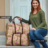 Beige Hawaii Hibiscus With Tropical Flowers Motifs Travel Bag - Polynesian Pride