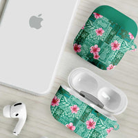 Cyan Hawaii Hibiscus With Tropical Flowers Motifs AirPods Case LT14 - Polynesian Pride