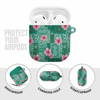 Cyan Hawaii Hibiscus With Tropical Flowers Motifs AirPods Case LT14 - Polynesian Pride