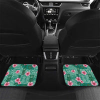 Cyan Hawaii Hibiscus With Tropical Flowers Motifs Car Mats - Polynesian Pride