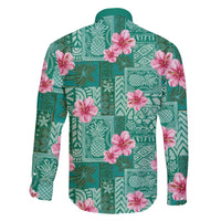 Cyan Hawaii Hibiscus With Tropical Flowers Motifs Family Matching Tank Maxi Dress and Hawaiian Shirt - Polynesian Pride