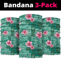 Cyan Hawaii Hibiscus With Tropical Flowers Motifs Neck Gaiter - Polynesian Pride