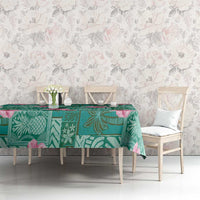 Cyan Hawaii Hibiscus With Tropical Flowers Motifs Tablecloth LT14 - Polynesian Pride