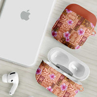 Orange Hawaii Hibiscus With Tropical Flowers Motifs AirPods Case - Polynesian Pride