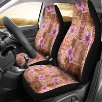 Orange Hawaii Hibiscus With Tropical Flowers Motifs Car Seat Cover - Polynesian Pride