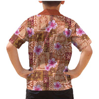 Orange Hawaii Hibiscus With Tropical Flowers Motifs Family Matching Mermaid Dress and Hawaiian Shirt - Polynesian Pride