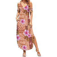 Orange Hawaii Hibiscus With Tropical Flowers Motifs Family Matching Summer Maxi Dress and Hawaiian Shirt - Polynesian Pride