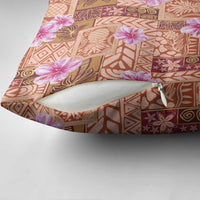 Orange Hawaii Hibiscus With Tropical Flowers Motifs Pillow Cover - Polynesian Pride