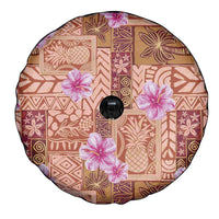 Orange Hawaii Hibiscus With Tropical Flowers Motifs Spare Tire Cover - Polynesian Pride