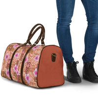 Orange Hawaii Hibiscus With Tropical Flowers Motifs Travel Bag - Polynesian Pride