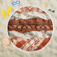 Aloha Hawaii Mikioi Lei Beach Blanket Beige Tropical Flower Pattern LT14 One Size 150cm Beige - Polynesian Pride