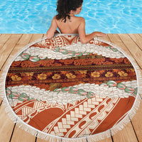 Aloha Hawaii Mikioi Lei Beach Blanket Beige Tropical Flower Pattern LT14 - Polynesian Pride