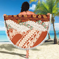 Aloha Hawaii Mikioi Lei Beach Blanket Beige Tropical Flower Pattern LT14 - Polynesian Pride