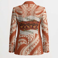 Aloha Hawaii Mikioi Lei Blazer Beige Tropical Flower Pattern - Polynesian Pride