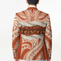 Aloha Hawaii Mikioi Lei Blazer Beige Tropical Flower Pattern - Polynesian Pride