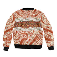 Aloha Hawaii Mikioi Lei Bomber Jacket Beige Tropical Flower Pattern LT14 - Polynesian Pride