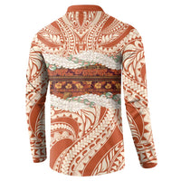 Aloha Hawaii Mikioi Lei Button Sweatshirt Beige Tropical Flower Pattern LT14 - Polynesian Pride
