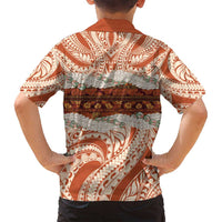 Aloha Hawaii Mikioi Lei Family Matching Off Shoulder Short Dress and Hawaiian Shirt Beige Tropical Flower Pattern LT14 - Polynesian Pride