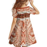 Aloha Hawaii Mikioi Lei Family Matching Off Shoulder Short Dress and Hawaiian Shirt Beige Tropical Flower Pattern LT14 - Polynesian Pride
