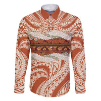 Aloha Hawaii Mikioi Lei Family Matching Short Sleeve Bodycon Dress and Hawaiian Shirt Beige Tropical Flower Pattern LT14 Dad's Shirt - Long Sleeve Beige - Polynesian Pride