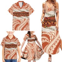 Aloha Hawaii Mikioi Lei Family Matching Summer Maxi Dress and Hawaiian Shirt Beige Tropical Flower Pattern LT14 - Polynesian Pride