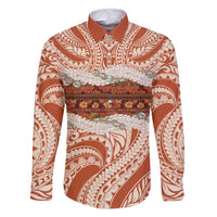 Aloha Hawaii Mikioi Lei Family Matching Summer Maxi Dress and Hawaiian Shirt Beige Tropical Flower Pattern LT14 Dad's Shirt - Long Sleeve Beige - Polynesian Pride
