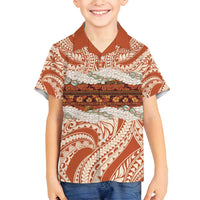 Aloha Hawaii Mikioi Lei Family Matching Tank Maxi Dress and Hawaiian Shirt Beige Tropical Flower Pattern LT14 Son's Shirt Beige - Polynesian Pride