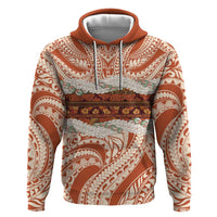 Aloha Hawaii Mikioi Lei Hoodie Beige Tropical Flower Pattern - Polynesian Pride