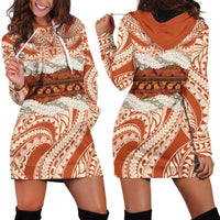 Aloha Hawaii Mikioi Lei Hoodie Dress Beige Tropical Flower Pattern - Polynesian Pride