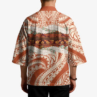 Aloha Hawaii Mikioi Lei Kimono Beige Tropical Flower Pattern - Polynesian Pride