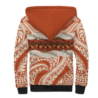 Aloha Hawaii Mikioi Lei Sherpa Hoodie Beige Tropical Flower Pattern - Polynesian Pride