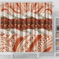 Aloha Hawaii Mikioi Lei Shower Curtain Beige Tropical Flower Pattern - Polynesian Pride