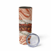 Aloha Hawaii Mikioi Lei Skinny Tumbler Beige Tropical Flower Pattern - Polynesian Pride