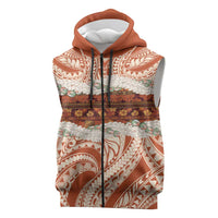 Aloha Hawaii Mikioi Lei Sleeveless Zip Hoodie Beige Tropical Flower Pattern LT14 Beige - Polynesian Pride