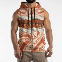 Aloha Hawaii Mikioi Lei Sleeveless Zip Hoodie Beige Tropical Flower Pattern LT14 - Polynesian Pride