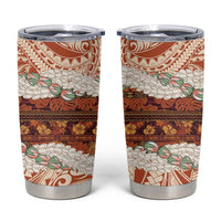 Aloha Hawaii Mikioi Lei Tumbler Cup Beige Tropical Flower Pattern - Polynesian Pride