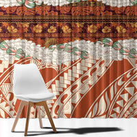 Aloha Hawaii Mikioi Lei Window Curtain Beige Tropical Flower Pattern - Polynesian Pride