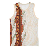 Aloha Hawaii Mikioi Lei Basketball Jersey Cattail Red Tropical Flower Pattern - Polynesian Pride