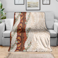 Aloha Hawaii Mikioi Lei Blanket Cattail Red Tropical Flower Pattern - Polynesian Pride