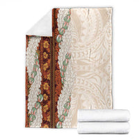 Aloha Hawaii Mikioi Lei Blanket Cattail Red Tropical Flower Pattern - Polynesian Pride