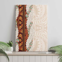Aloha Hawaii Mikioi Lei Canvas Wall Art Cattail Red Tropical Flower Pattern - Polynesian Pride