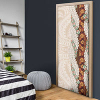 Aloha Hawaii Mikioi Lei Door Cover Cattail Red Tropical Flower Pattern - Polynesian Pride