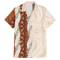 Aloha Hawaii Mikioi Lei Family Matching Puletasi and Hawaiian Shirt Cattail Red Tropical Flower Pattern - Polynesian Pride
