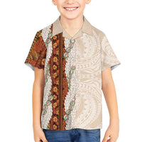 Aloha Hawaii Mikioi Lei Family Matching Puletasi and Hawaiian Shirt Cattail Red Tropical Flower Pattern - Polynesian Pride