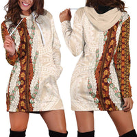 Aloha Hawaii Mikioi Lei Hoodie Dress Cattail Red Tropical Flower Pattern - Polynesian Pride