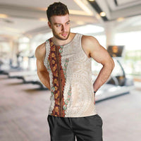 Aloha Hawaii Mikioi Lei Men Tank Top Cattail Red Tropical Flower Pattern - Polynesian Pride