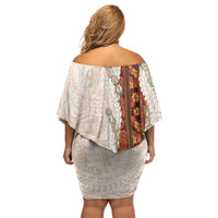 Aloha Hawaii Mikioi Lei Off Shoulder Short Dress Cattail Red Tropical Flower Pattern LT14 - Polynesian Pride