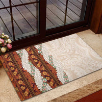 Aloha Hawaii Mikioi Lei Rubber Doormat Cattail Red Tropical Flower Pattern - Polynesian Pride